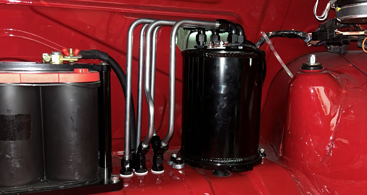 Custom fuel lines and purge tank